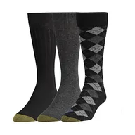 Skarpetki męskie - Gold Toe Męskie klasyczne skarpetki Argyle, 3 pary, Black Diamond/Charcoal Flat/Black Rib, Jeden rozmiar - miniaturka - grafika 1