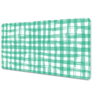 Mata na biurko Geometryczna zielona krata 90x45 cm - Podkładki na biurko - miniaturka - grafika 1