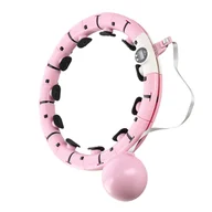 Pozostały sprzęt i akcesoria do ćwiczeń - HULA HOP Z OBCIĄŻNIKIEM I LICZNIKIEM FH07 LIGHT PINK  HMS - miniaturka - grafika 1