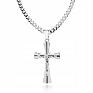 Biżuteria dla dzieci - 925 Srebrny łańcuszek krzyżyk DEDYKACJA 50 cm LK35 - miniaturka - grafika 1