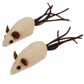 Zabawki dla kotów - Zabawka dla kota MYSZKA mysz miękka zapachowa myszki dla kotka beżowe x2szt - miniaturka - grafika 1