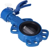 Akcesoria hydrauliczne - Przepustnica bezkołnierzowa SYLAX DN65 PN16 z napędem ręcznym dźwigniowym; dysk: GGG40 epoksydowany; wykładzina: EPDM; korpus żeliwo sferoidalne - miniaturka - grafika 1