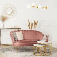 Sofy i kanapy - Sofa ZENDAYA Dwuosobowa Różowa Muszelka Glamour do Salonu - miniaturka - grafika 1