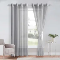 Firany i zasłony dla dzieci - DWCN Sheer Przezroczysta zasłona z woalu, na przelotkach, do salonu, pokoju dziecięcego, sypialni, szara, 260 x 140 cm (wys. x szer.), 2 sztuki - miniaturka - grafika 1