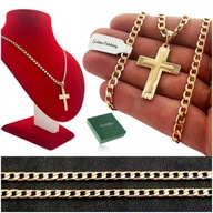 Łańcuszki - ZŁOTY ŁAŃCUSZEK MĘSKI PANCERKA+KRZYŻYK 18K 50CM PREZENT DLA NIEGO + DARMOWE DODATKI - miniaturka - grafika 1