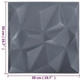 vidaXL Panele ścienne 3D, 48 szt., 50x50 cm, diamentowa szarość, 12 m² 150920 - Panele ścienne i boazeria - miniaturka - grafika 7