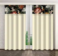 Zasłony - Zasłona Gotowa Na Żabki, 160X250, Kremowa W Kwiaty, Zmk-091 - miniaturka - grafika 1