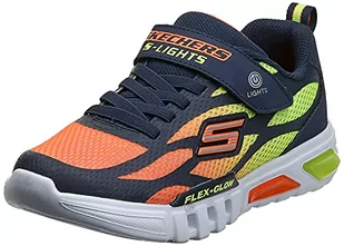 Skechers Chłopięce sneakersy Flex-Glow Dezlom, Navy Synthetic Textile Orange Yellow Trim, 33.5 EU - Buty dla chłopców - miniaturka - grafika 1