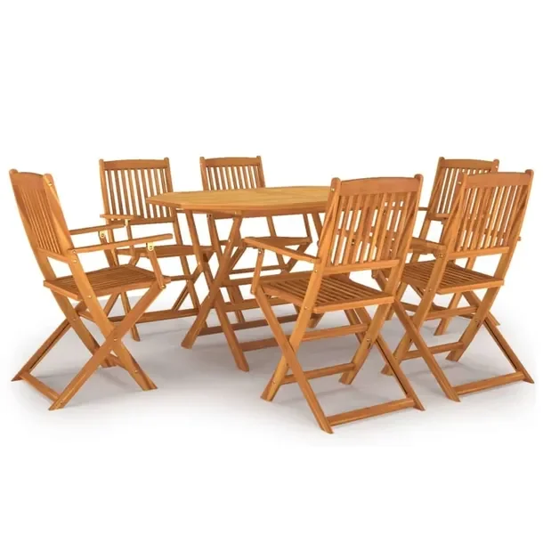 Zestaw Mebli Ogrodowych z Akacji: Stół 135x85x75 cm, 6 Krzeseł 54x57x91