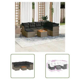 The Living Store 8-częściowa sofa ogrodowa z poduszkami z szarego polirattanu - Sofy ogrodowe The Living Store 8-częściowa sofa ogrodowa z poduszkami z szarego polirattanu - Sofy ogrodowe - miniaturka - grafika 1