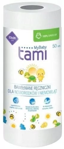 ECOWIPES Tami My Baby bawełniane ręczniczki dla noworodków i niemowląt x 50 szt