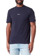 Koszulki męskie - Replay T-shirt męski, 576 Midnight Blue, L - miniaturka - grafika 1