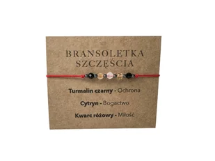 Bransoletka na Czerwonym sznurku Czarny Turmalin Cytryn Kwarc Różowy - Bransoletki - miniaturka - grafika 1