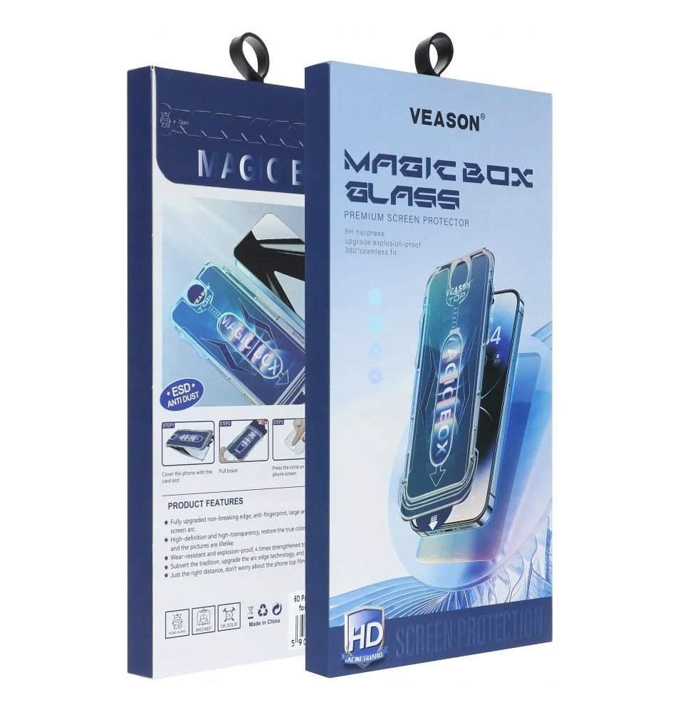 Szkło Hartowane 6D Pro Veason Easy-Install Glass + Aplikator - do Iphone 17 Pro czarny