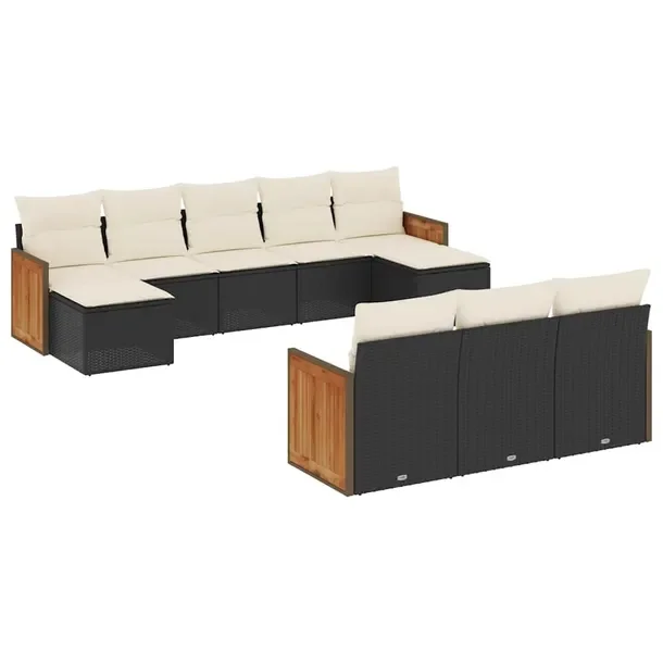 Zestaw mebli ogrodowych z rattanem PE, czarny, wymiary: 55-59 x 62 x 69 cm