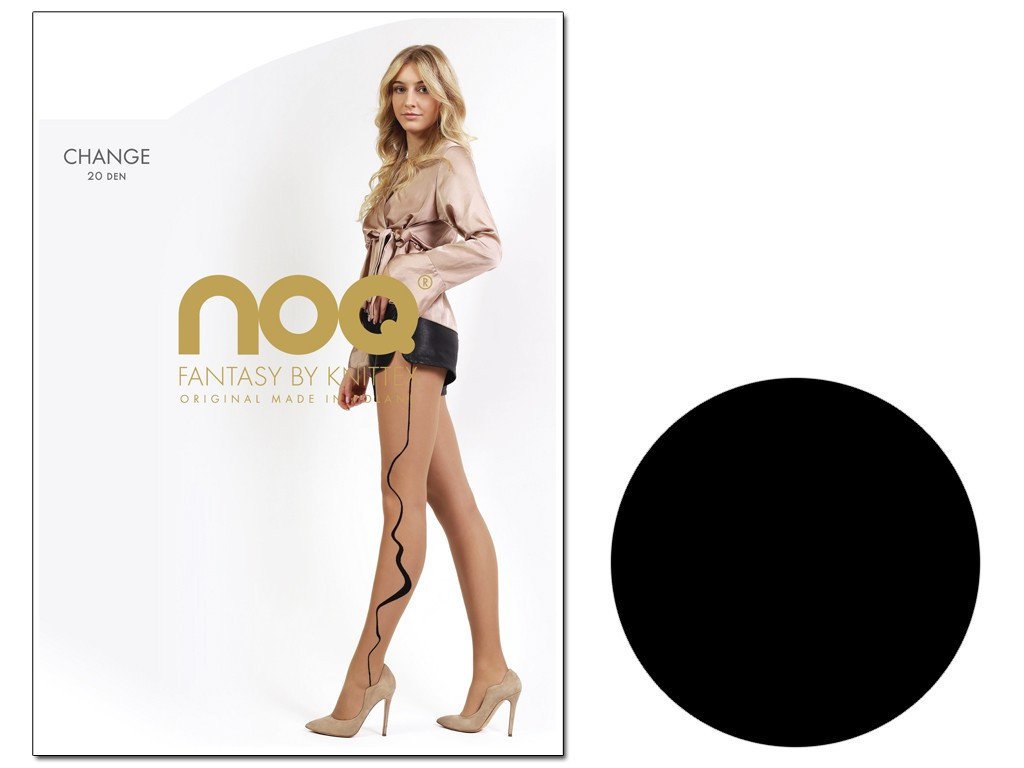 Gładkie rajstopy z wzorem z boku 4 Nero