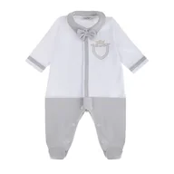 Pajacyki dla niemowląt - Pajac bawełniany Don biały z szarym 68 - miniaturka - grafika 1