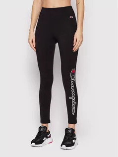 Spodnie damskie - Champion Legginsy Crop 114939 Czarny Athletic Fit - grafika 1