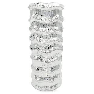 Wazon ceramiczny nowoczesny flakon na kwiaty srebrny chromowany lustrzany 23 cm - Wazony i flakony - miniaturka - grafika 1