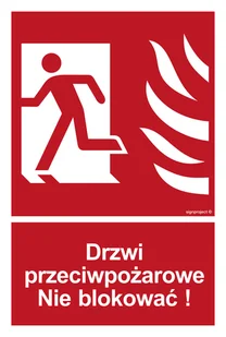 BC057 DRZWI PRZECIWPOŻAROWE. NIE BLOKOWAĆ! LEWOSTRONNE, FN - FOLIA SAMOPRZYLEPNA; (250X370MM) - Systemy ekspozycyjne i znaki informacyjne - miniaturka - grafika 1