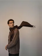 Apaszki i szaliki damskie - Reserved - Wełniany szalik z kaszmirem - ciemnobrązowy - miniaturka - grafika 1