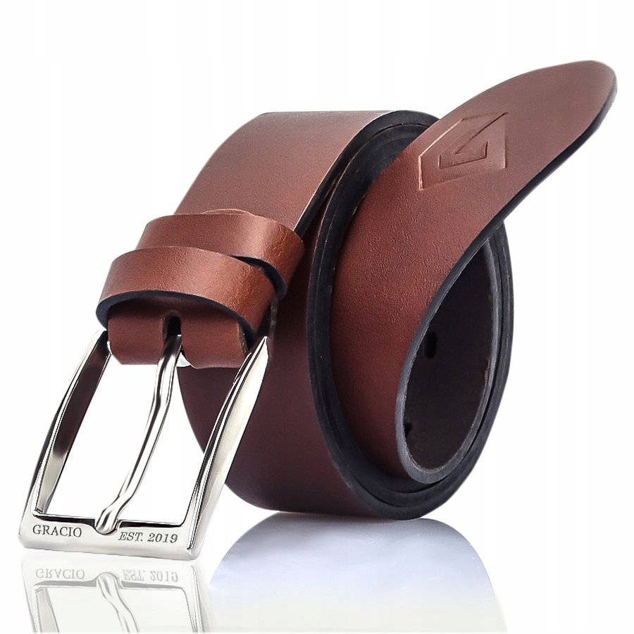 BRĄZOWY PASEK męski SKÓRA NATURALNA Gracio