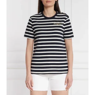 Tommy Hilfiger T-shirt GOLD BUTTON C-NK SS | Regular Fit - Koszulki i topy damskie - miniaturka - grafika 1