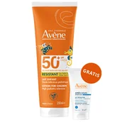 Kremy dla dzieci - Avene Sun, bardzo wysoka ochrona przeciwsłoneczna, mleczko dla dzieci, SPF 50+, 250 ml + balsam po opalaniu, dla dorosłych i dzieci od 2 lat, 50 ml gratis - miniaturka - grafika 1