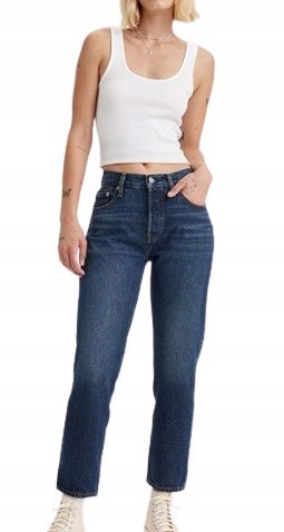 LEVI'S JEANSY RURKI Z PRZETARCIAMI I WYSOKIM STANEM BAWEŁNA 25/28 1J5E