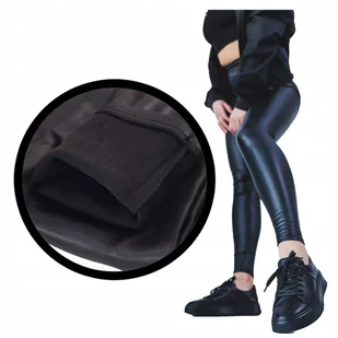 Legginsy Lateksowe Ocieplane Damskie Matowe A La Skóra Latex Czarne Xl/2Xl - Legginsy - miniaturka - grafika 1