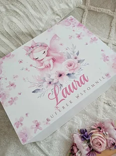PUDEŁKO ANIOŁ wróżka prezent na chrzest dziewczynki kuferek wspomnień - Pamiątka Chrztu Świętego - miniaturka - grafika 1