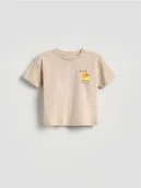 Bluzki dla niemowląt - Reserved - Bawełniany t-shirt - kremowy - miniaturka - grafika 1