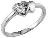 Pierścionek obrączka Bijoux pour tous Ring Sterling Silver Heart Cubic Zirconia Size 54 (17.2)