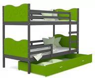 Łóżka dla dzieci i młodzieży - Łóżko piętrowe 200x90 szare zielony + materace MAX - miniaturka - grafika 1