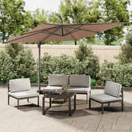 Parasole ogrodowe - vidaXL Parasol wiszący na aluminiowym słupku, taupe, 300x300 cm - miniaturka - grafika 1