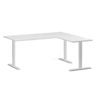 Biurka - Stół z regulacją wysokości, 3 silniki, 745 - 1215 mm, narożnik L/P, blat 1800 x 1600 mm, podstawa biała, biały - miniaturka - grafika 1