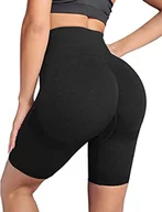 Legginsy - Damskie legginsy sportowe antycellulitowe spodenki do jogi z wysoką talią kolarskie Scrunch Butt spodenki do jogi kryjące Scrunch Butt Jogging Dance Course Gym, czarny, L - miniaturka - grafika 1
