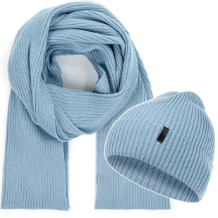 Komplet Damski Czapka Szalik Zestaw Ciepły Na Zimę Jesień 100% Merino 55-60 - Czapki damskie - miniaturka - grafika 1