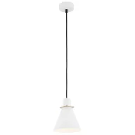 Lampy sufitowe - Biała wisząca lampa Beverly z eleganckimi złotymi akcentami - miniaturka - grafika 1