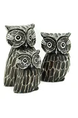 Figurki dekoracyjne - Sowa Drewniana Figurka Dekoracyjna Sówka Ozdoba Prezent Zestaw 3 Sztuk - miniaturka - grafika 1