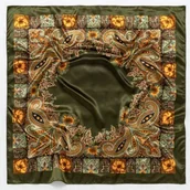 Apaszki i szaliki damskie - APASZKA CHUSTA DAMSKA NA GŁOWĘ POD SZYJĘ SATYNOWA CHUSTKA ELEGANCKA BANDANA ZIELONA - miniaturka - grafika 1