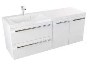 Szafka Wisząca Z Umywalką ATH 120 cm SD Lewa - Biały Mat - Uchwyty Chromowane - Szafki łazienkowe - miniaturka - grafika 1