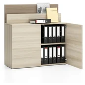 Szafki biurowe - B2B Partner Dodatkowa szafka do biurka LAYERS, krótka, dąb naturalny / dąb bejcowany 611538 - miniaturka - grafika 1