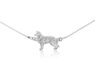 Naszyjnik z psem border collie srebrnym na łańcuszku 38 cm - Naszyjniki - miniaturka - grafika 1