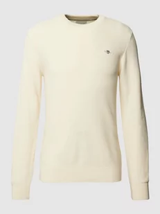 Sweter z dzianiny z wyhaftowanym logo - Swetry męskie - miniaturka - grafika 1