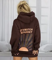 Bluzy damskie - Długa bluza oversize UNISEX haftowany nadruk z kapturem - miniaturka - grafika 1