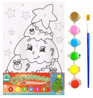 Malowanie po numerach - Obraz do malowania świąteczna kolorownka + farby - miniaturka - grafika 1