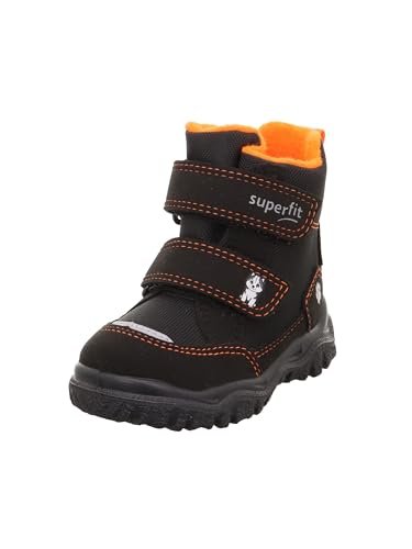 Superfit HUSKY1 Modne kozaki z ciepłą podszewką, czarne/pomarańczowe 0010, 19 EU, Czarny pomarańczowy 0010, 19 EU