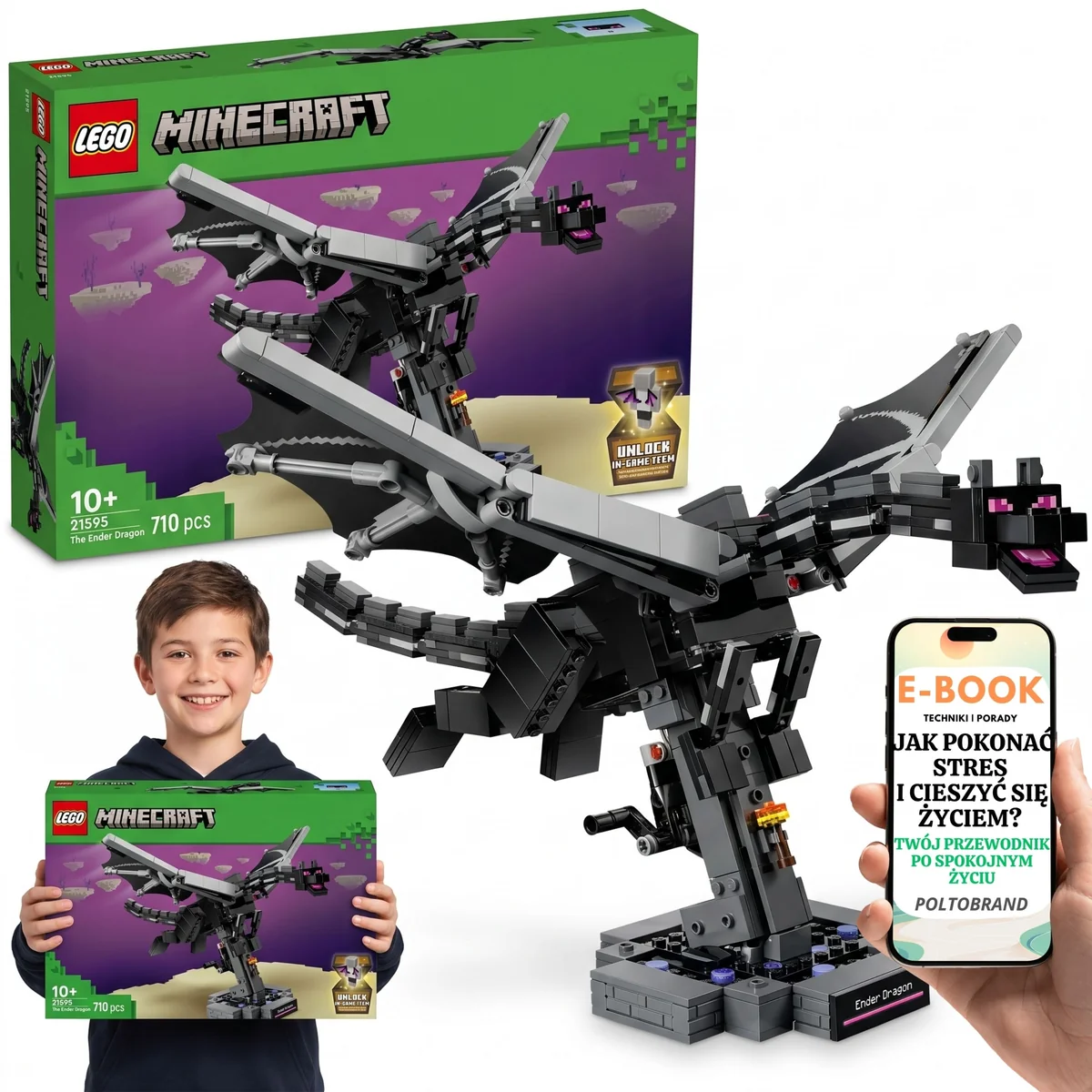 LEGO PREZENT DLA CHŁOPCA 21595 Ender Dragon Minecraft • efektowna figurka
