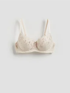 Reserved - Koronkowy biustonosz push up - pastelowy róż - Biustonosze - miniaturka - grafika 1